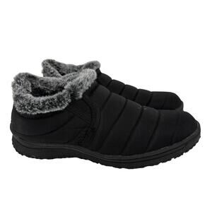 Minnetonka Timpson Tulsa Bootie Size 9 Black Faux Fur Water Resistant Slip On